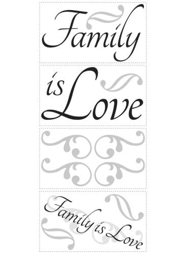 Sticker inspirational family is love | 4 colite de 25,4 cm x 45,7 cm