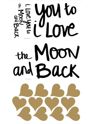 Sticker inspirational love you to the moon | 3 colite 25,4 x 45,7 cm