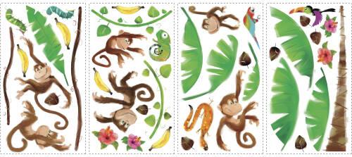 York Wallcoverings Sticker monkey business | 4 colite de 25,4 cm x 45,7 cm
