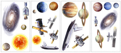 Sticker space travel | 4 colite de 25,4 cm x 45,7 cm