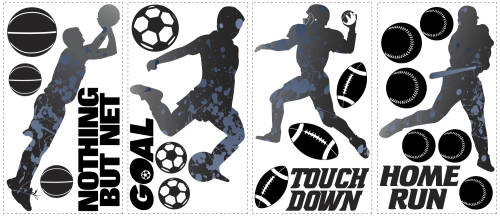 Sticker sports silhouettes | 4 colite de 25,4 cm x 45,7 cm