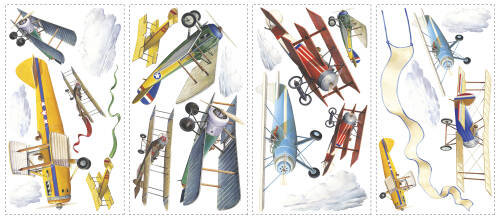 York Wallcoverings Sticker vintage planes | 4 colite de 25,4 cm x 45,7 cm