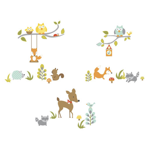 Sticker woodland fox & friends | 4 colite de 25,4 cm x 45,7 cm