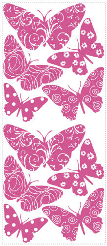 York Wallcoverings Stickere catifea flocked butterfly | 1 colita de 45,7 cm x 101,6 cm
