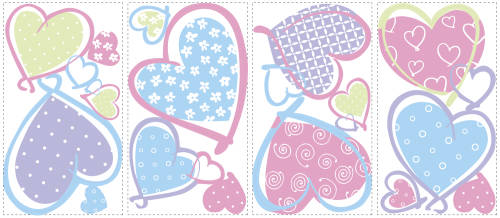 Stickere decorative hearts | 4 colite de 25,4 cm x 45,7 cm