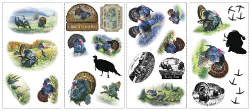 York Wallcoverings Stickere decorative turkey call | 4 colite de 25,4 cm x 45,7 cm