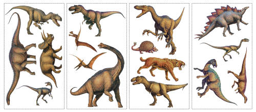 York Wallcoverings Stickere dinosaurs | 4 colite de 25,4 cm x 45,7 cm
