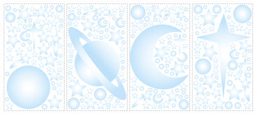 Stickere fosforescente celestial | 4 colite de 25,4 cm x 45,7 cm