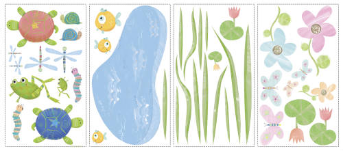 York Wallcoverings Stickere hoppy pond | 4 colite de 25,4 cm x 45,7 cm