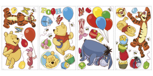 Stickere winnie the pooh si prietenii | 4 colite de 25,4 cm x 45,7 cm