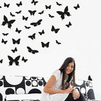 Autocolant de perete wallvinil butterfly paradise, negru