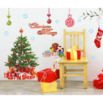 Autocolante crăciun ambiance santa, balls and tree