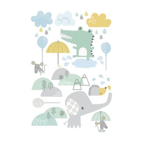 Autocolante de perete pentru camera copiilor ambiance animals in the rain