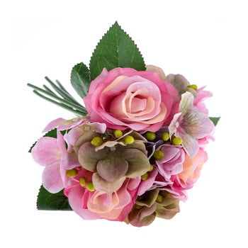 Buchet decorativ artificial de hortensie și trandafir dakls rosa