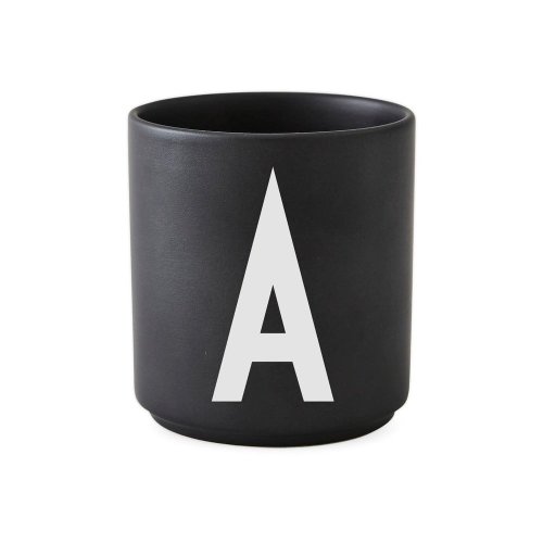 Cană din porțelan design letters alphabet a, 250 ml, negru