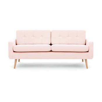 Canapea pentru 3 persoane vivonita ina, roz pastel