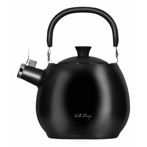 Ceainic negru din oțel inoxidabil cu piston vialli design bolla, 2,5 l