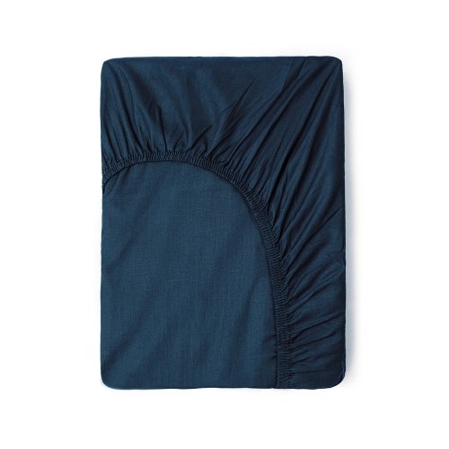 Cearșaf elastic din bumbac good morning, 160 x 200 cm, albastru închis