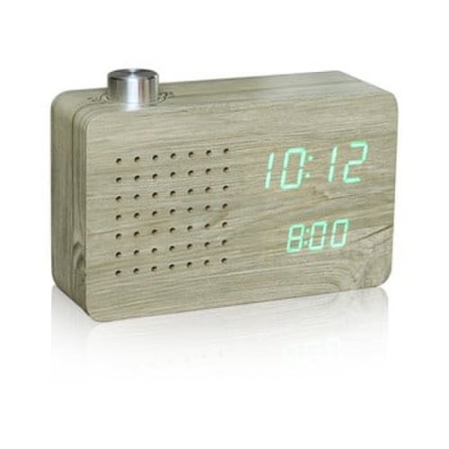 Ceas cu led și radio gingko click clock, maro-verde