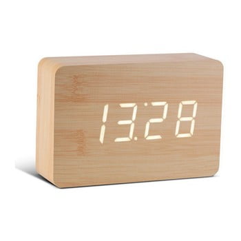 Ceas deșteptător cu led gingko brick click clock, maro - alb