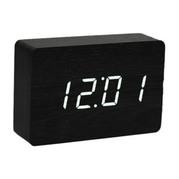 Ceas deșteptător cu led gingko brick click clock, negru-alb