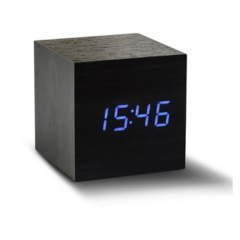 Ceas deșteptător cu led gingko cube click clock, negru - albastru