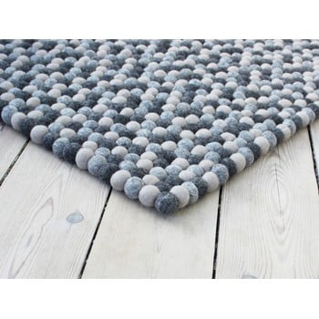 Covor cu bile din lână wooldot ball rugs, 100 x 150 cm, gri închis