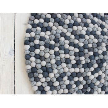 Covor cu bile din lână wooldot ball rugs, ⌀ 90 cm, gri închis