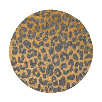 Covor intrare rotund artsy doormats leopard, ⌀ 70 cm, gri