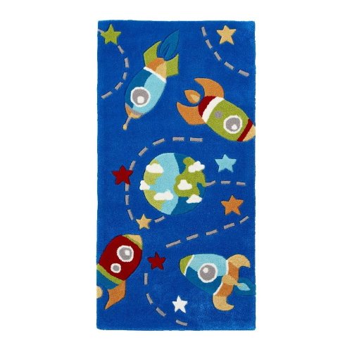 Covor pentru copii think rugs space hong kong, 70 x 140 cm, albastru