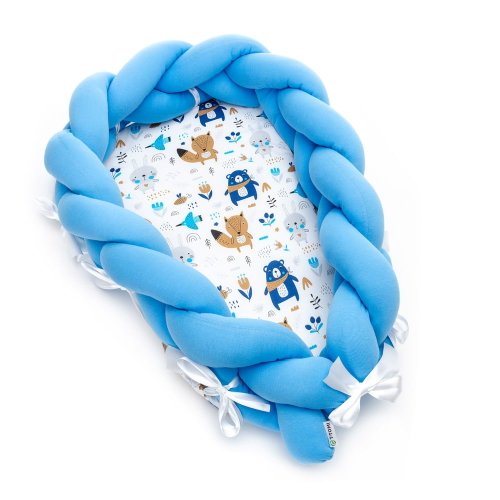 Cuib din bumbac pentru bebeluși cu protecție detașabilă t-tomi blue bears