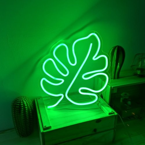 Decorațiune luminoasă de perete candy shock leaf, 30 x 40 cm, verde