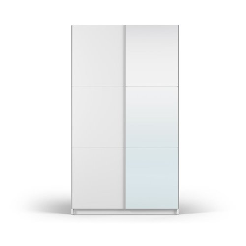 Dulap alb cu oglindă și uși glisante 122x215 cm lisburn - cosmopolitan design