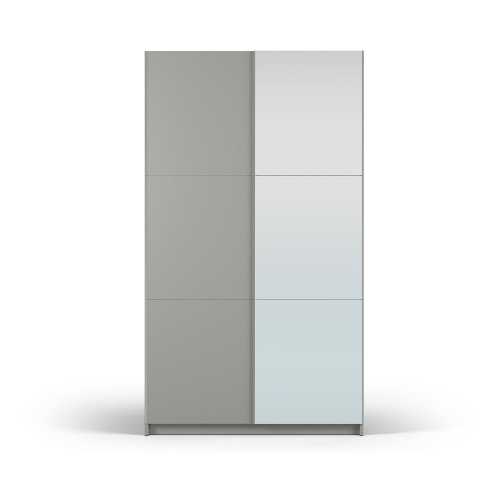 Dulap gri cu oglindă și uși glisante 122x215 cm lisburn - cosmopolitan design
