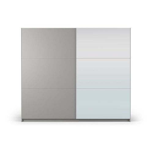 Dulap gri cu oglindă și uși glisante 250x215 cm lisburn - cosmopolitan design