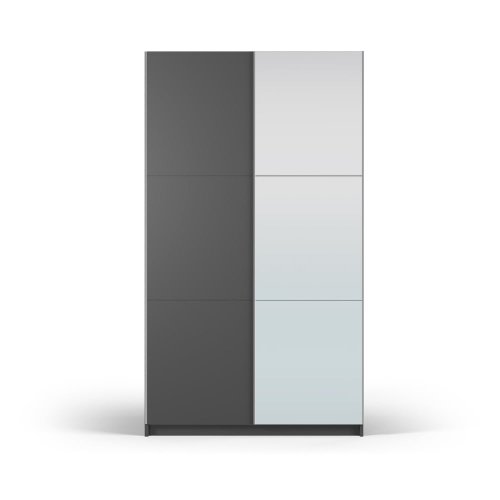 Dulap gri închis cu oglindă și uși glisante 122x215 cm lisburn - cosmopolitan design