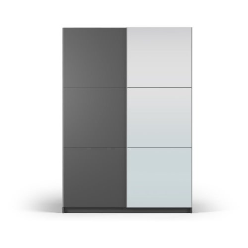 Dulap gri închis cu oglindă și uși glisante 151x215 cm lisburn - cosmopolitan design