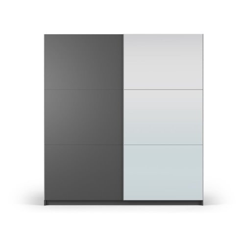 Dulap gri închis cu oglindă și uși glisante 200x215 cm lisburn - cosmopolitan design