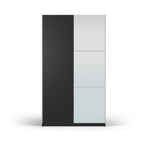 Dulap negru cu oglindă și uși glisante 122x215 cm lisburn - cosmopolitan design