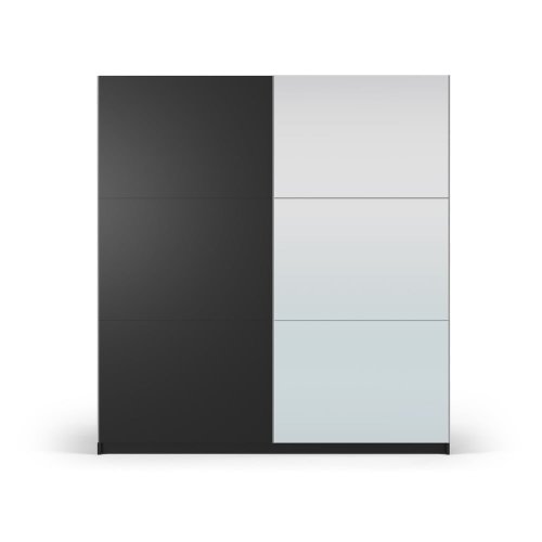 Dulap negru cu oglindă și uși glisante 200x215 cm lisburn - cosmopolitan design