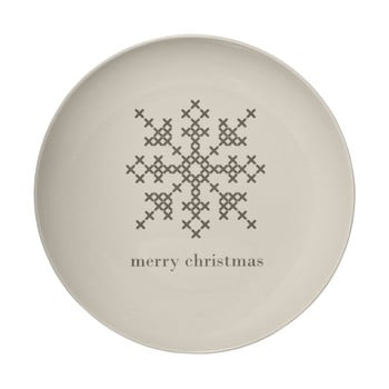 Farfurie din gresie ceramică bloomingville cross christmas, ⌀ 25 cm, alb