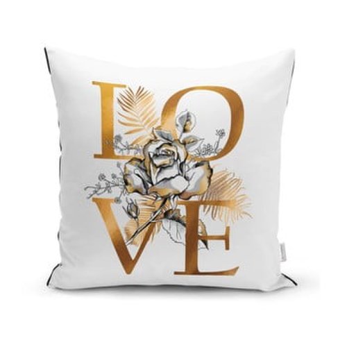 Față de pernă minimalist cushion covers golden love sign, 45 x 45 cm