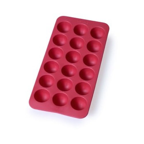 Formă din silicon pentru gheață lékué round, 18 cuburi, roșu