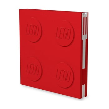 Jurnal pătrat cu pix cu gel lego®, 15,9 x 15,9 cm, roșu