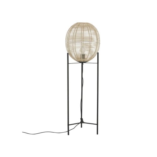 Lampadar cu abajur din ratan westwing collection wasa, înălțime 110 cm, negru