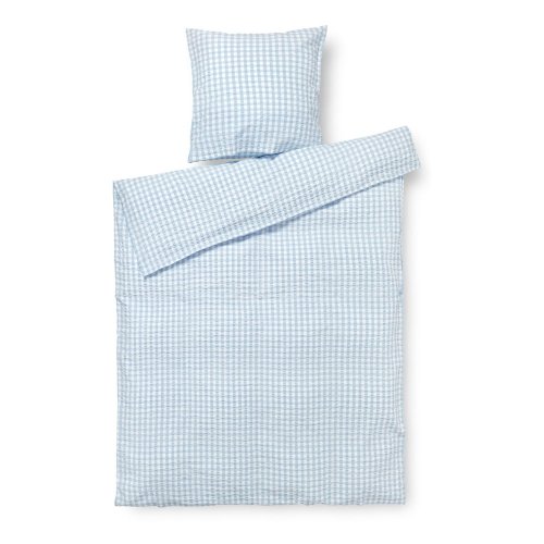 Lenjerie de pat albă/albastru-deschis din țesătură crep pentru pat de o persoană/extinsă 140x220 cm bæk&bølge – juna