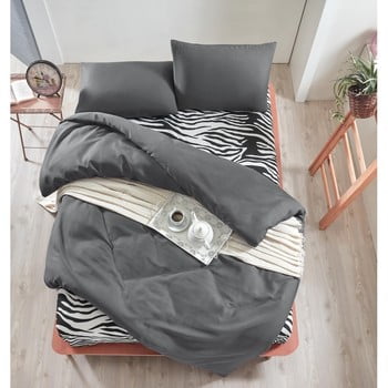 Lenjerie de pat cu cearșaf permento gris duro, 200 x 220 cm