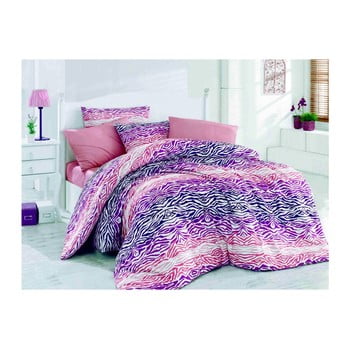Lenjerie de pat cu cearşaf şi 2 feţe de pernă gravur rosa, 200 x 220 cm