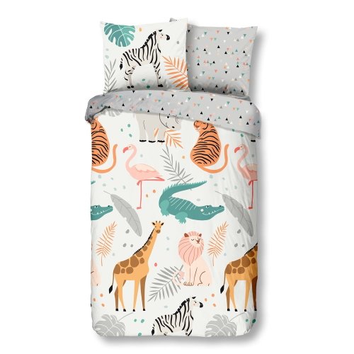 Lenjerie de pat din bumbac pentru copii good morning zoo, 140 x 220 cm