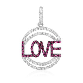 Pandantiv swarovski elements crystals love heart, argintiu-roz